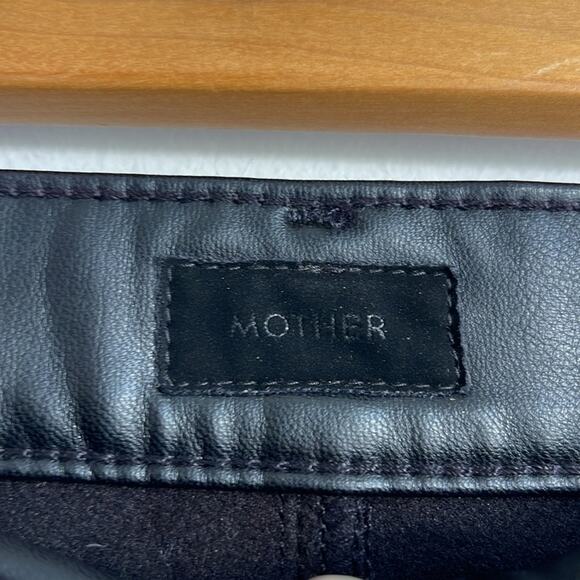 MOTHER The Insider Ankle Faux Show vegan leather flared ankle pants sz 34 - Picture 5 of 7